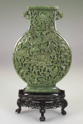 Flask Vase with Peony Motif