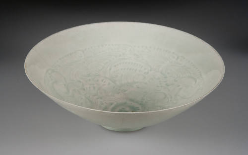 Bowl with Design of Two Boys Playing Amidst Chrysanthemums (Southern whiteware; qingbai ware)