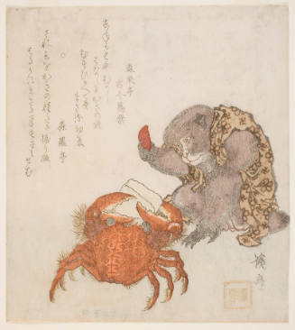 A Pet Monkey and a Crab