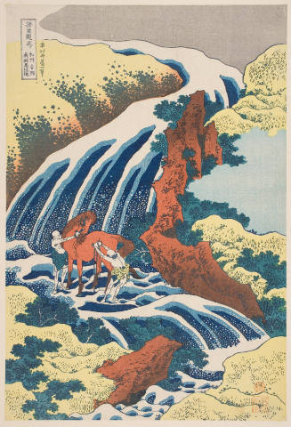 The Waterfall Where Yoshitsune Washed His Horse at Yoshino in Yamato Province (Washū Yoshino Yoshitsune uma arai no taki)