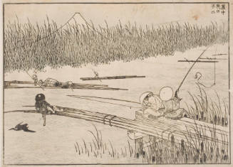 Fuji with Rafts in the Reeds (Rochū ikada no Fuji)