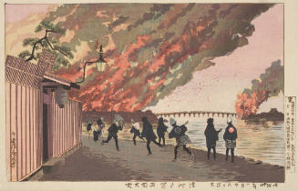 The Great Fire at Ryōgoku Drawn from Hamachō (Hamachō yori utsusu Ryōgoku taika)