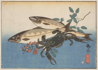 Two Trout, a Crab and Red-Flowered Bean