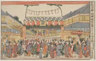 A Newly Published Perspective Picture of the Festival at the Shiba Shinmei Shrine (Shinpan ukie Shiba Shinmeigū no zu)