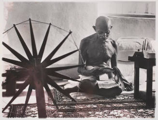 Mahatma Gandhi at a Spinning Wheel, Poona, India