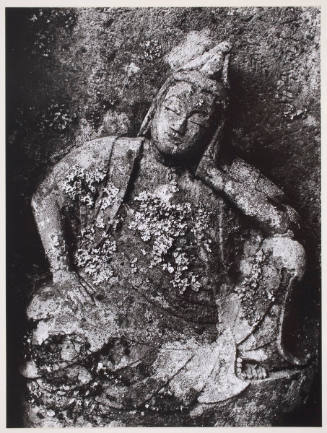 Untitled (stone religious figure covered with lichen)