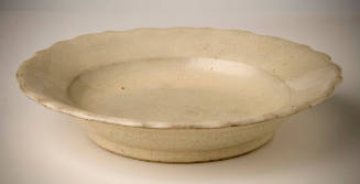Small White Barbed Plate with Incised Circle Decoration