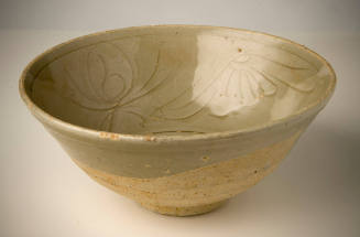 Bowl with Curved Sides and Incised Stylized Lotus Design Freely Drawn on the Cavetto