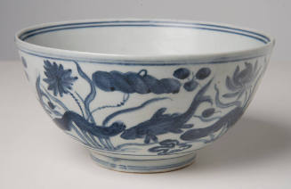 Bowl with Design of Fish and Waterplants