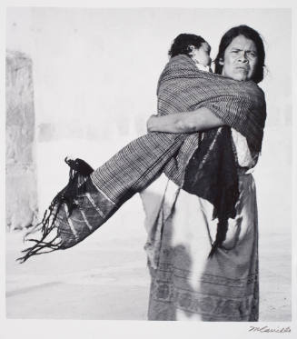 Oaxaca, Oaxaca (woman with child-shawl blowing in wind)