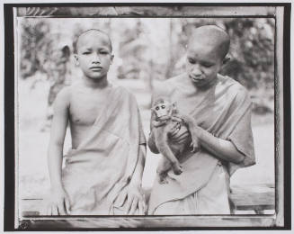 Novices with Monkey, Wat Sen (Souk Haram), Lhang Prabang, Laos