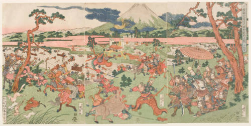 Minamoto Yoritomo Hunting on Susa Moor at the base of  Mount Fuji