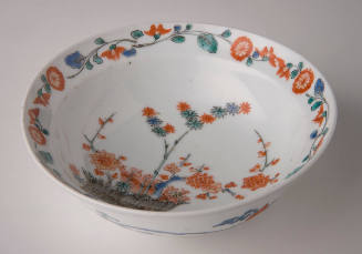 Bowl with Design of Brushwood Fence, Prunus and Bamboo