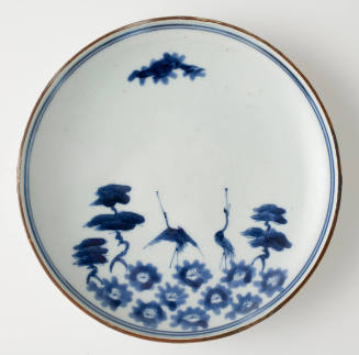 Plate with Design of Pines, Cranes and Flowers