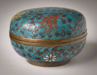 Round Box with Lotus Designs on Lid