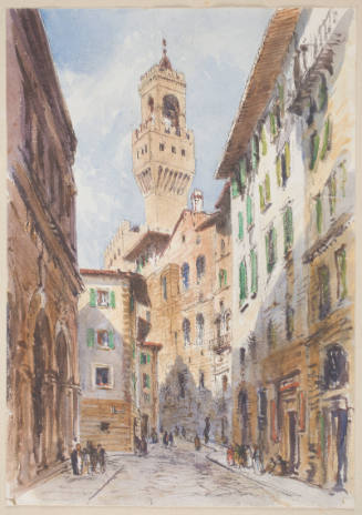 A Street Scene in Florence with the Palazzo Vecchio
