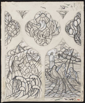 Preliminary Sketch For Christ On The Lake, The Miraculous Draught Of Fishes, And Ancillary Quatrefoil And Trefoils