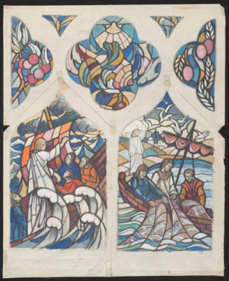 Christ On The Lake, The Miraculous Draught Of Fishes, And Ancillary Quatrefoil And Trefoils