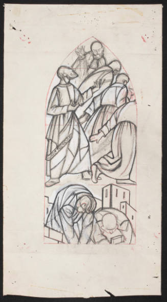 Prelim. Sketch For Scorning Of Saul, In Apex Of Right Panel Of The Christus Transept