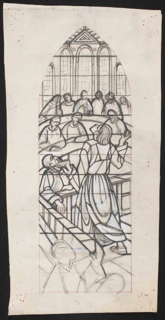 Prelim. Sketch For Interrogation Of St. Stephen In Damascus, In Apex Of Left Panel Of The Christus Transept