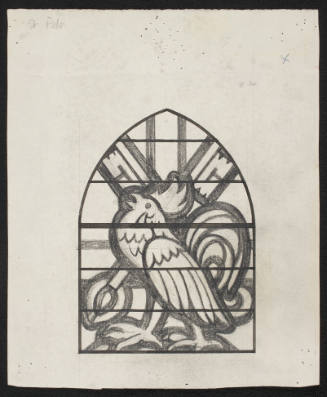 Prep. Sketch For Clerestory Window 2, Crowing Cock And Keys Of St. Peter