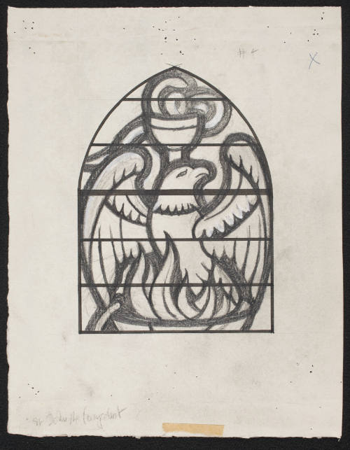 Prep. Sketch For Clerestory Window 4, Serpent In The Cup And Eagle Of St. James The Evangelist