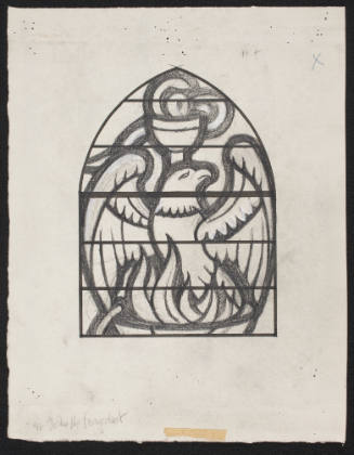 Prep. Sketch For Clerestory Window 4, Serpent In The Cup And Eagle Of St. James The Evangelist
