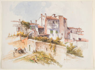 Italian Houses with Figures and a Donkey Cart