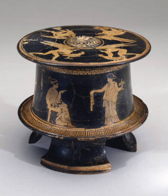 Small Container (Pyxis) With Lid: Three Women and their Maids