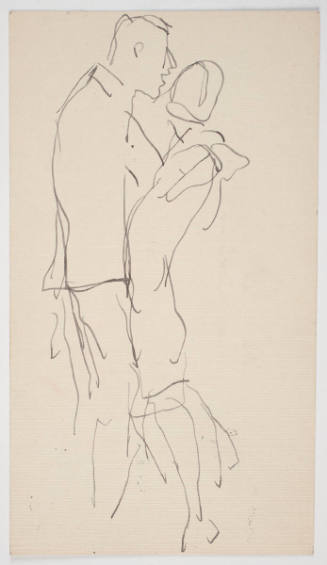 Untitled (Recto: dancing couple; Verso: two male head studies)