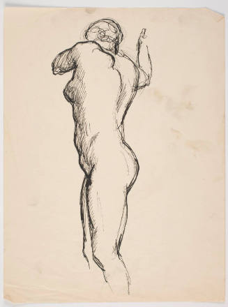 Untitled (Standing Female Nude Seen in Profile to Left, Twisting Back)