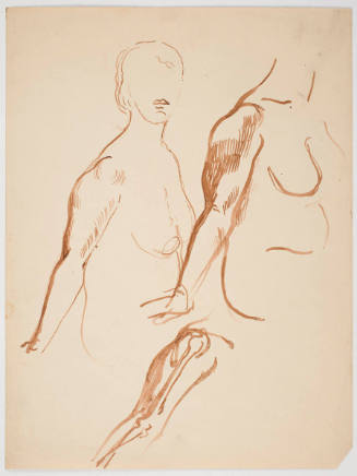 Untitled (Two Seated Nude Studies of Women Facing Right; Ball and Socket Study Below)