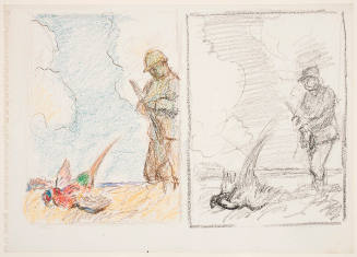 Untitled (Hunter and pheasant) torn from Strathmore sketchbook