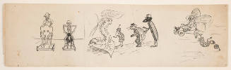 Cartoon Sketches of Theodore Roosevelt and Insects (3 cartoons)