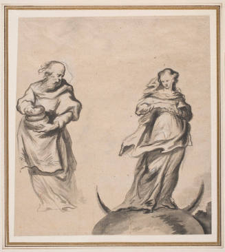 Virgin on a Crescent Moon and a Monk with Loaves