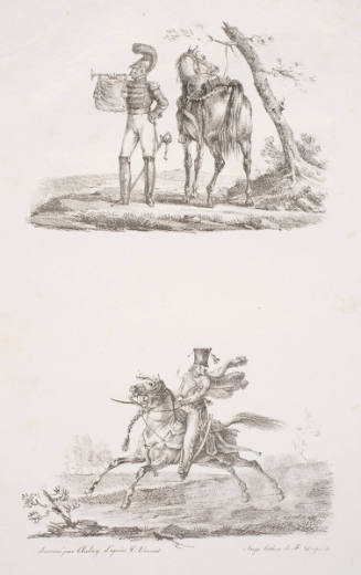 Unmounted Cavalier Sounding a Trumpet; Galloping Cavalier (after C. Vernet)