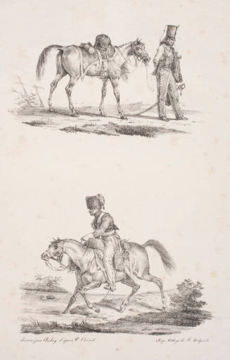 "Cavalier Unmounted" and "Cavalier crossing a Stream"
