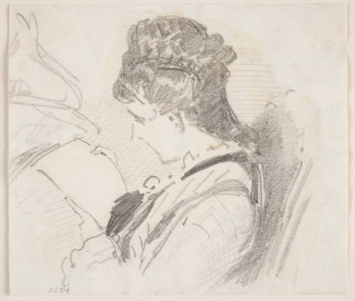 Portrait Sketch of a Woman Reading