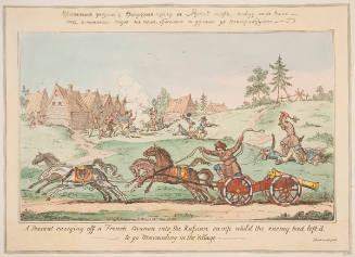 A Peasant carrying off a French Cannon into the Russian camp whilst the enemy had left it to go marauding in the Village