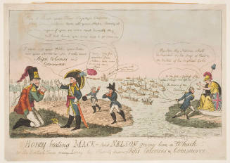 Boney beating Mack- An Nelson giving him a Whack!! or the British Tars giving Boney his Hearts desire Ships; Colonies & Commerce.