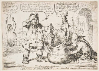 Opening of the Budget; _ or _ John Bull giving his Breeches to save his Bacon