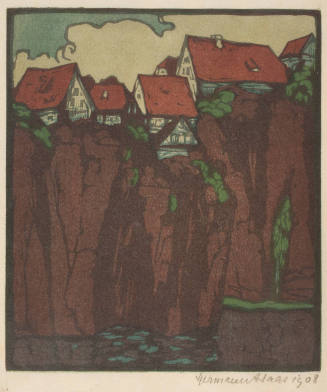 Half-Timbered Houses on a Rocky Shore