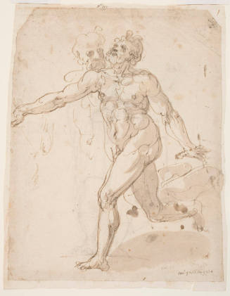 Two Nude Male Figures, One Running