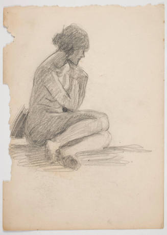 Untitled (seated female nude with chin resting on hands)