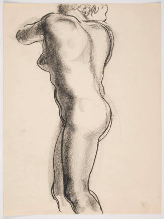 Untitled (Standing Female Nude Seen in Profile to Left, Twisting Back)