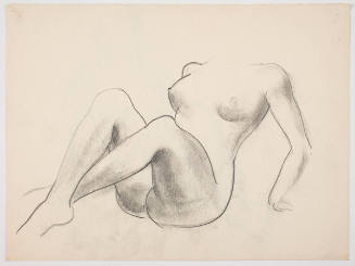 Untitled (Recto: Seated Female Nude with Knees Up, Leaning Back on Hands, Head Back and to Right; Verso: Same pose as on recto but no head)