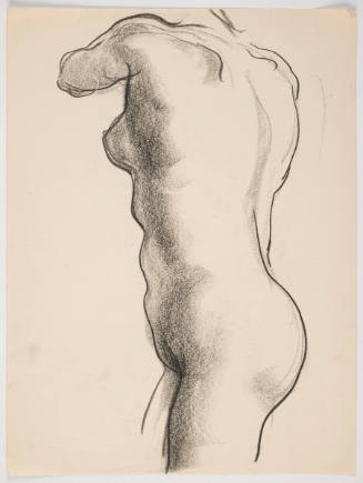 Untitled (Standing Female Nude Seen from Side, Turned to Left, Twisting Back)