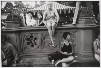 People Looking, Woman on Banister, Woman with Legs Crossed, Outside