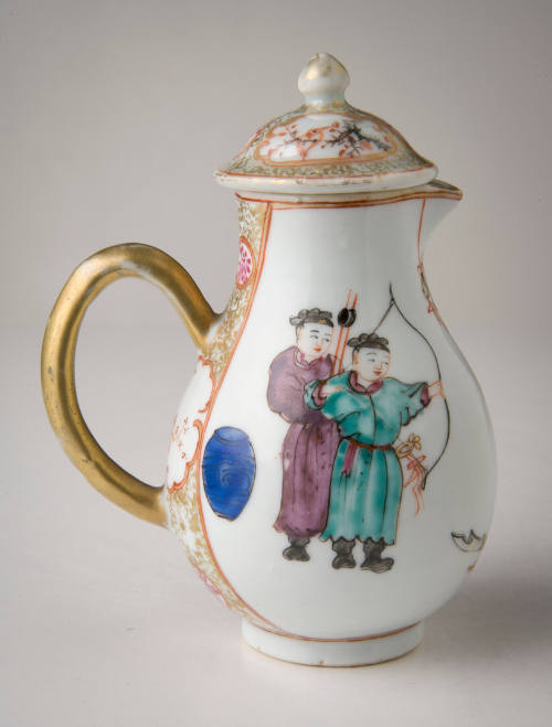 Covered Milk Jug with Archery Contest Motif