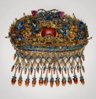 Gilt Headdress with Motifs of Birds, Flowers, Butterflies, and Bamboo